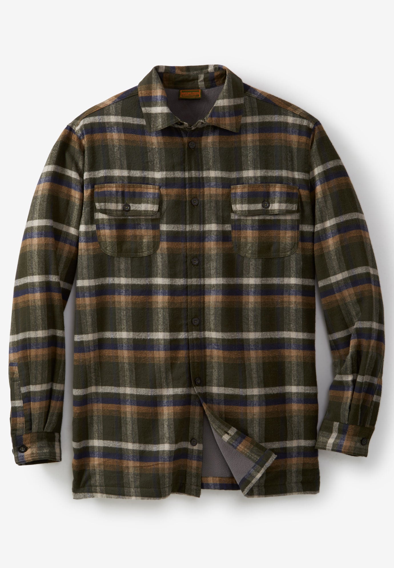 Fleece-Lined Flannel Shirt Jacket by 
