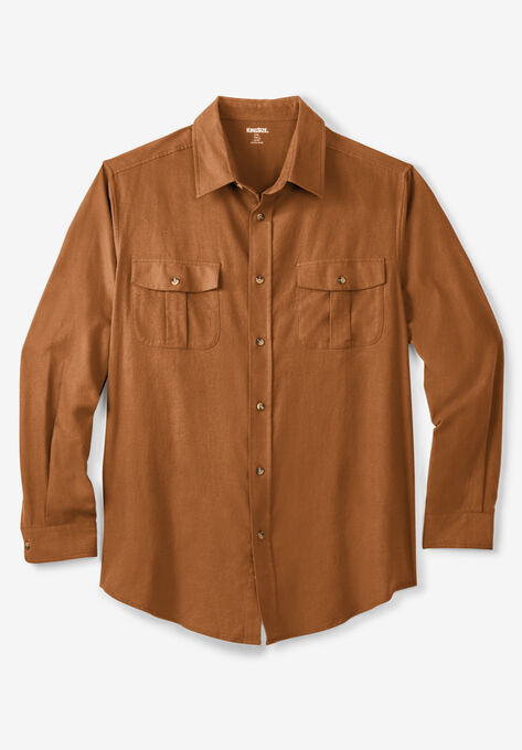 Solid Double-Brushed Flannel Shirt, GINGER, hi-res image number null