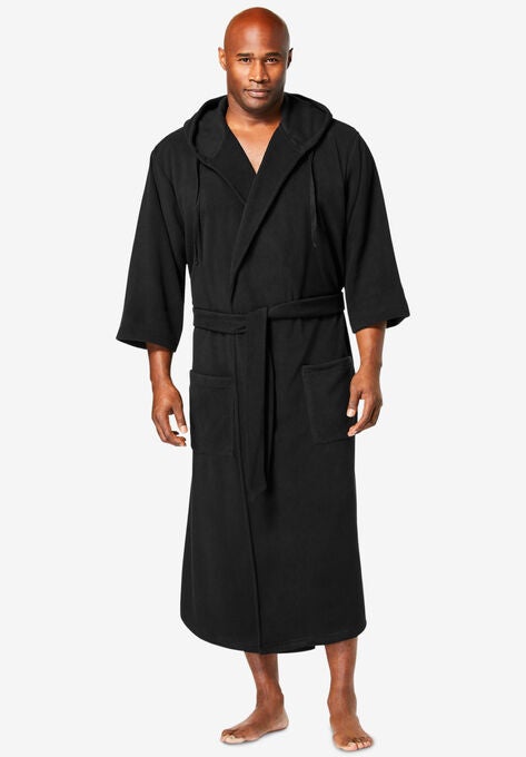 Hooded Microfleece Maxi Robe with Front Pockets | King Size