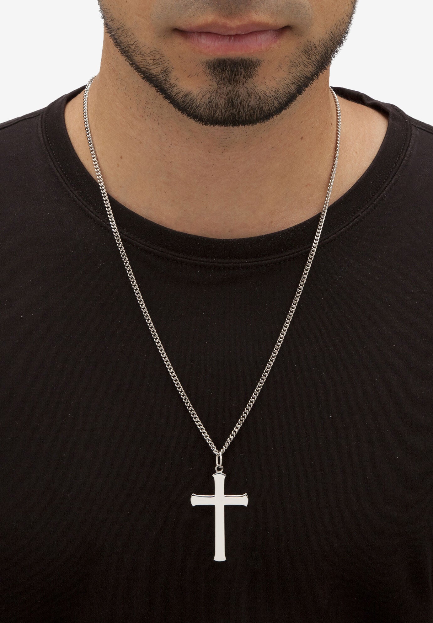 Men'S Sterling Silver Cross Cross Pendant (29Mm) With 24 Inch Chain, , alternate image number 2