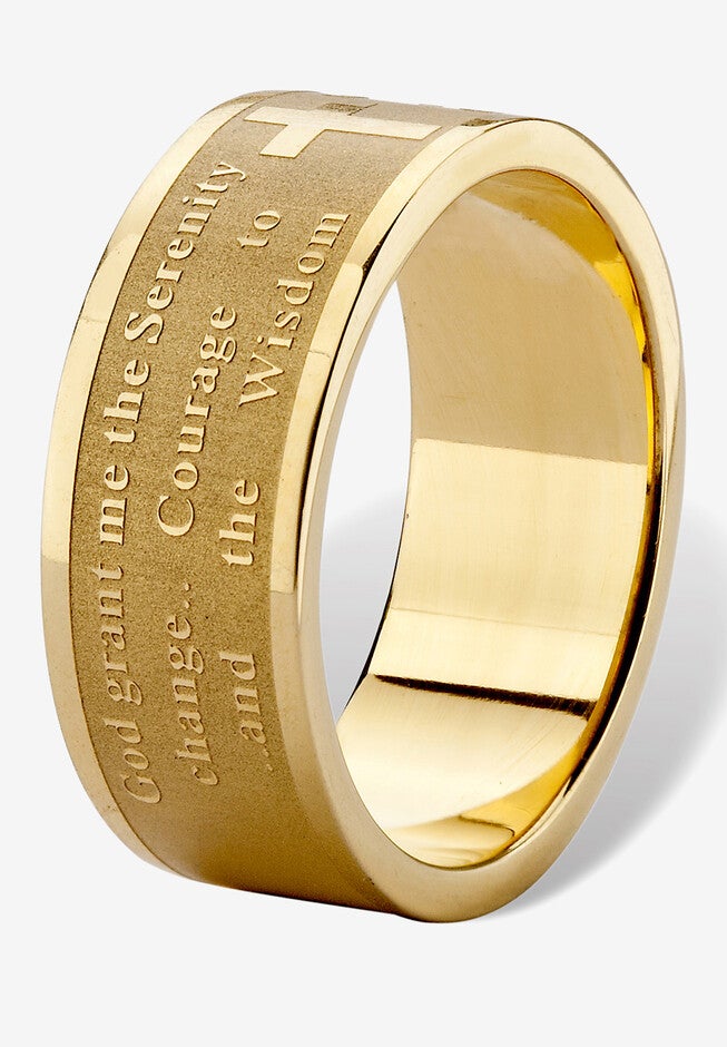 Yellow Gold Ion Plated Stainless Steel Serenity Prayer Ring (7Mm), , on-hover image number null