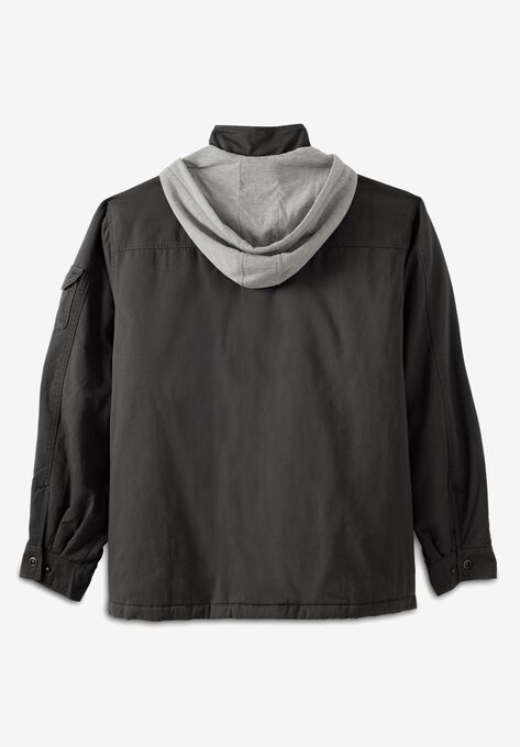 Multi-Pocket Twill Jacket with Removable Hood, , on-hover image number null