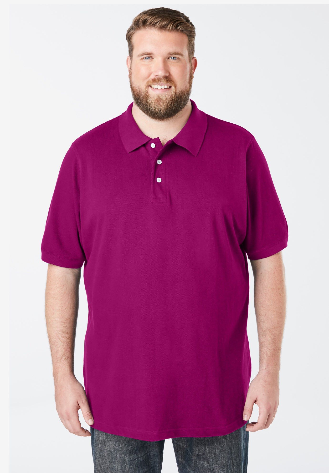 Shrink-Less&trade; Classic Cotton Polo Shirt, DARK MAGENTA