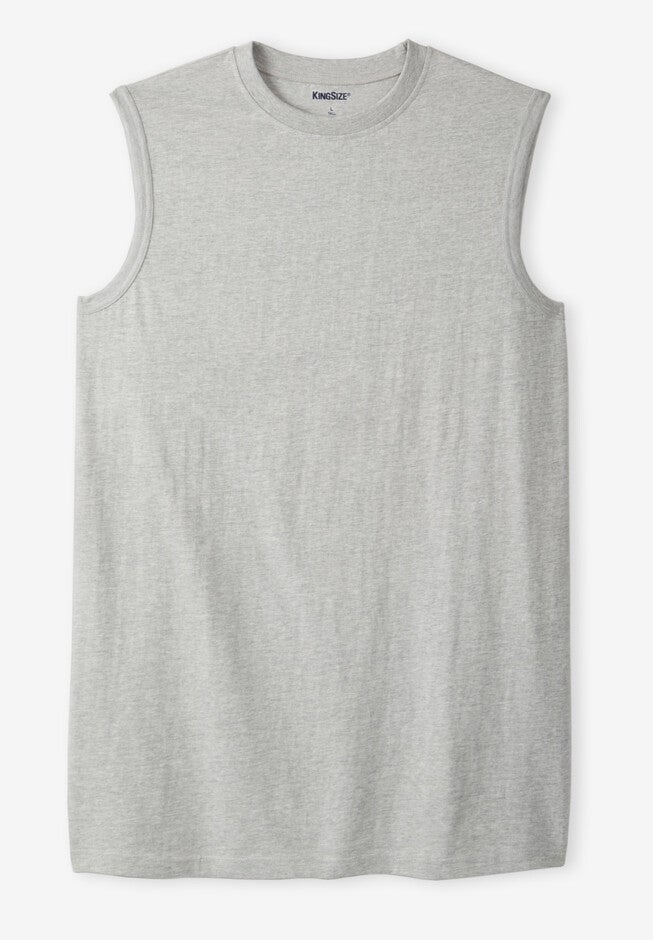 Shrink-Less Longer-Length No Pocket Lightweight Muscle tee, HEATHER GREY, hi-res image number null