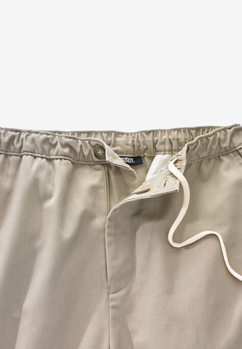 Relaxed Fit Wrinkle-Free Full Elastic Plain Front Pants, , alternate image number null