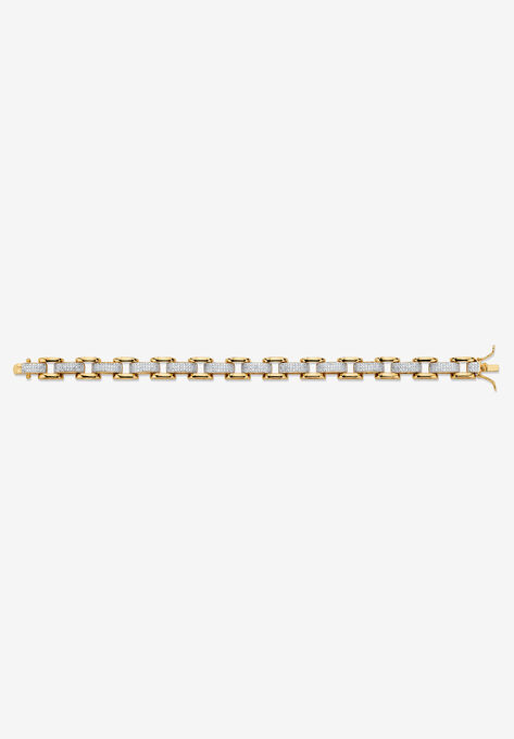 Men's Yellow Gold Plated Diamond Accent Link Bracelet, 9.5 inches, , alternate image number null