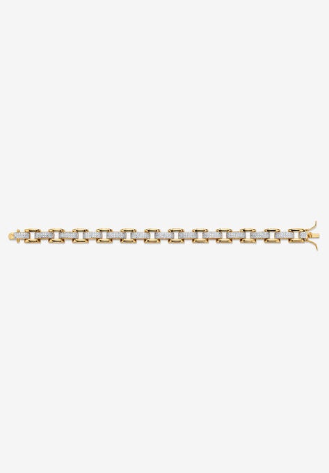 Men's Yellow Gold Plated Diamond Accent Link Bracelet, 9.5 inches, , alternate image number null