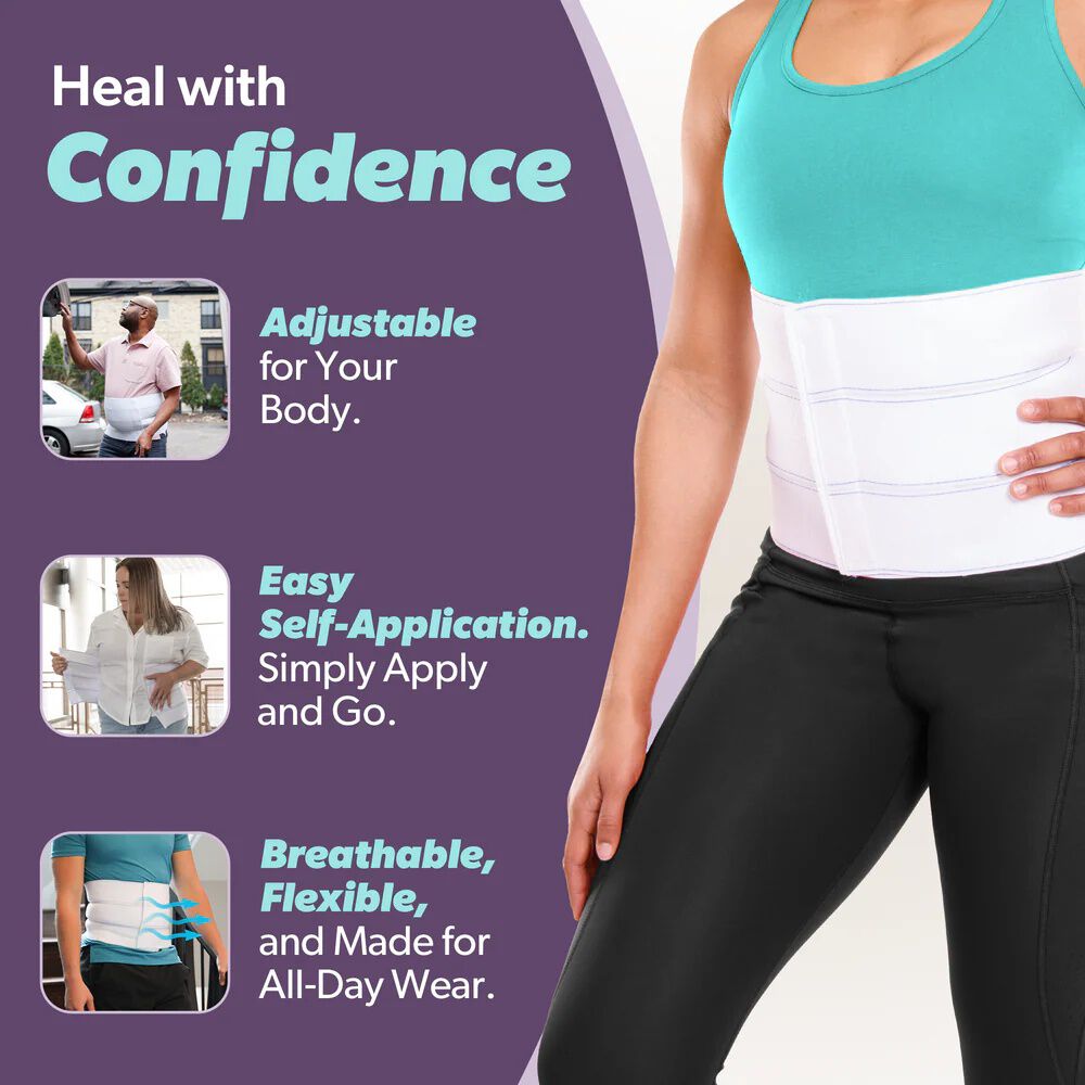 Bariatric Surgery Abdominal Binder 9 Inch, WHITE, alternate image number 4