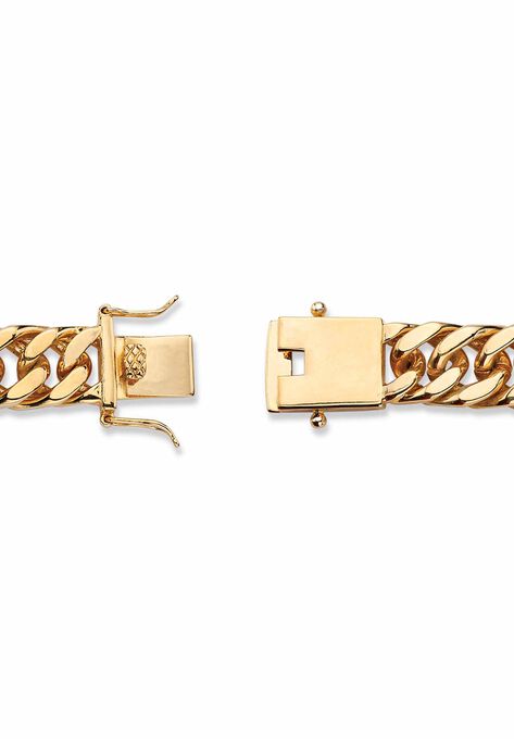 Yellow Gold-Plated Link 8" Bracelet with Sapphire and Cubic Zirconia Accents, , on-hover image number null