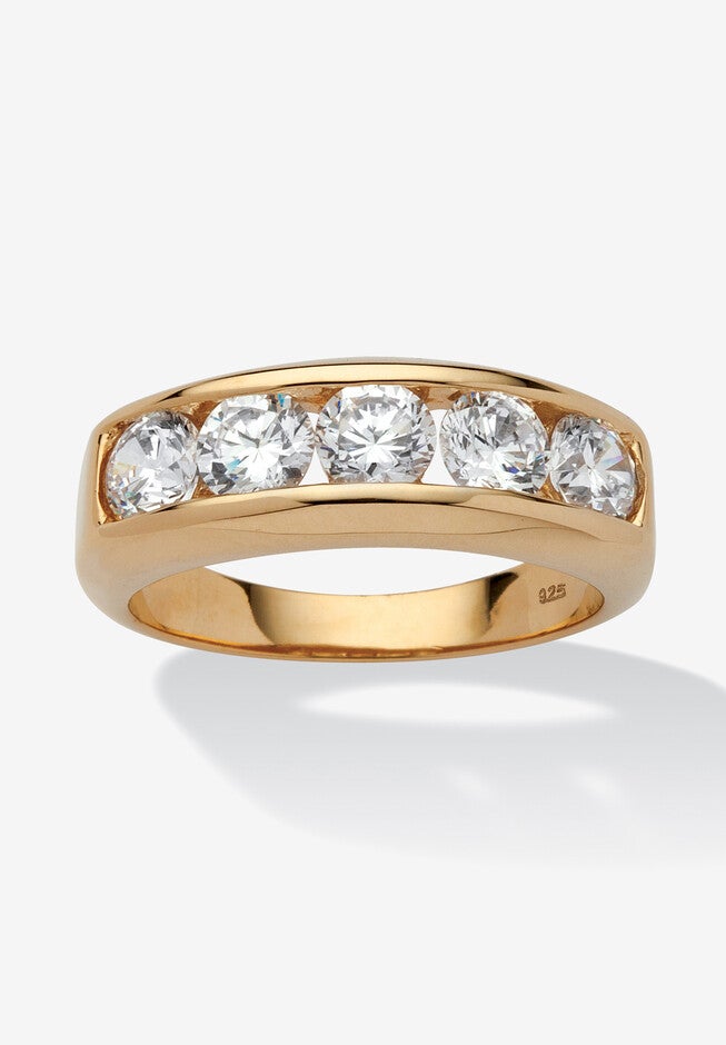 Men's 2.50 TCW CZ Wedding Band in Gold-Plated Sterling Silver, GOLD, hi-res image number 0