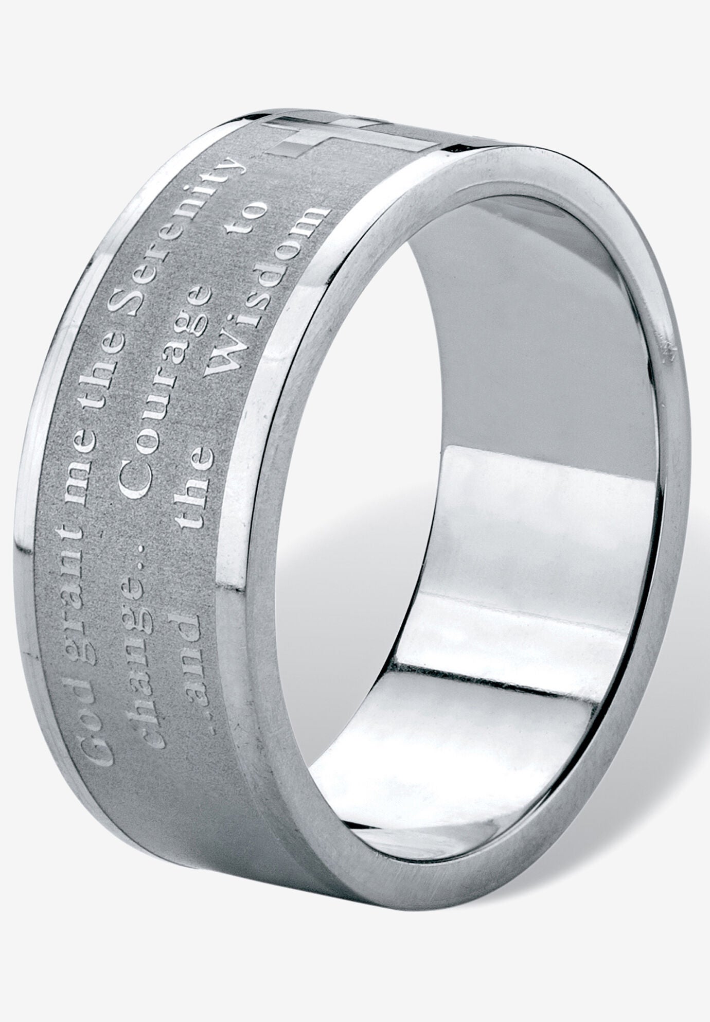 Stainless Steel Serenity Prayer Ring (7Mm), , on-hover image number 1