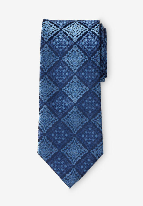 KS Signature Extra Long Classic Fancy Tie, COOL BLUE MEDALLION, hi-res image number null