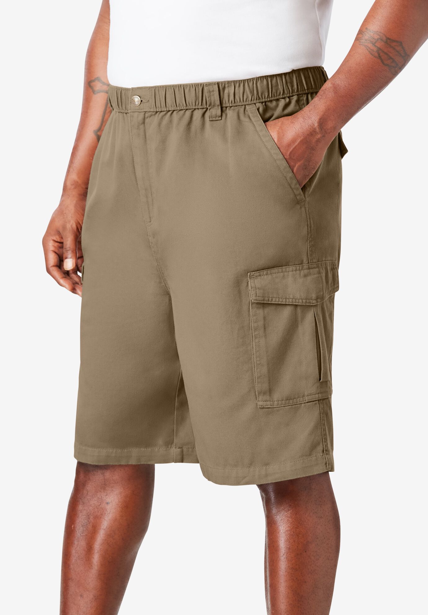 mens full elastic waist khaki pants