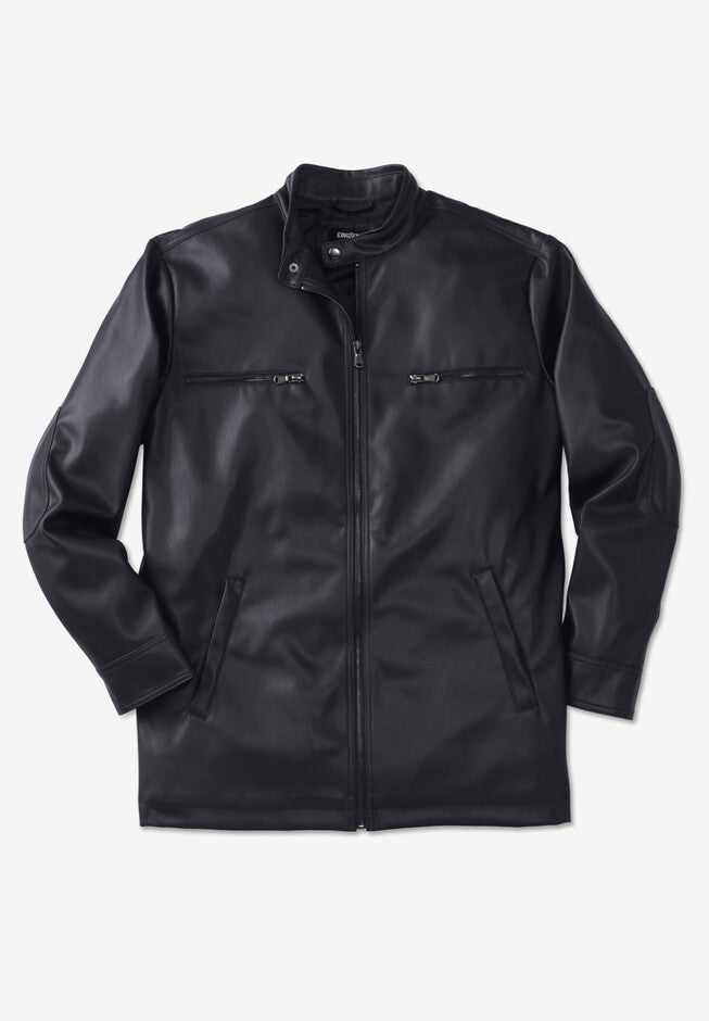 Faux Leather Moto Jacket, BLACK, hi-res image number null