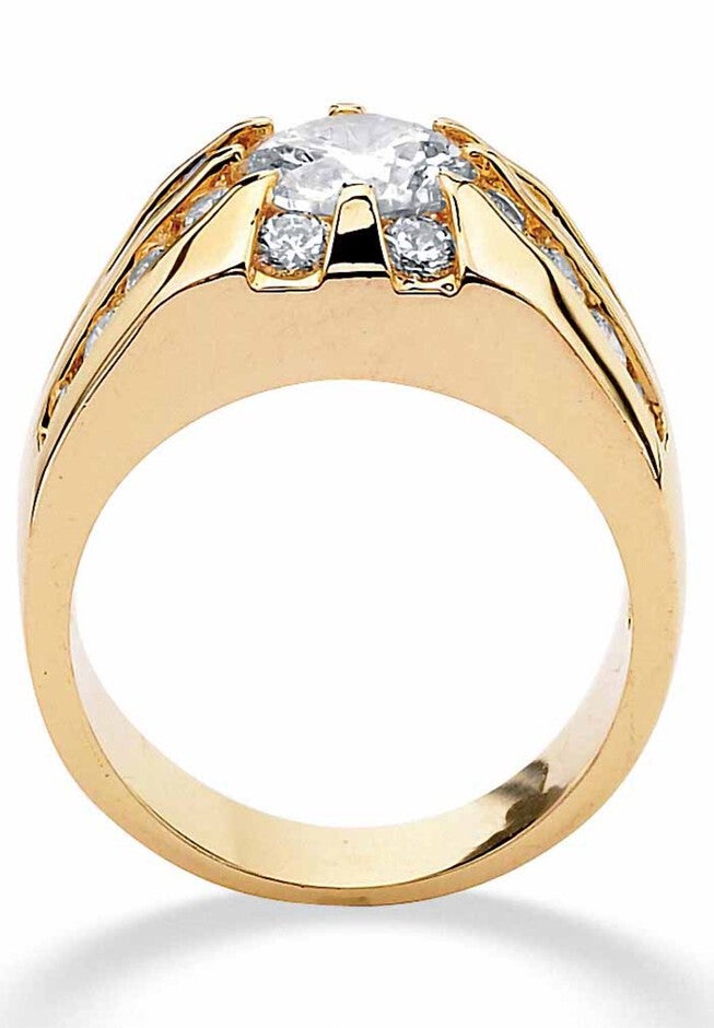 Yellow Gold-Plated Channel Cubic Zirconia Set Ring, , alternate image number 3