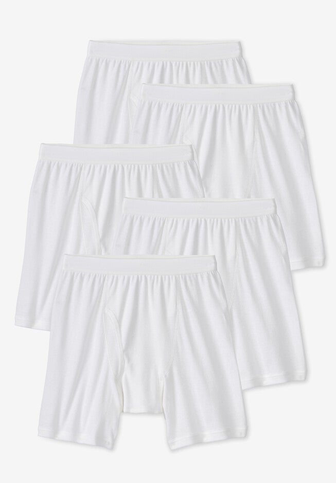 Cycle Boxer Briefs 5Pack Men's Cotton Comfort, White King Size