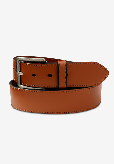 Casual Stitched Edge Leather Belt, COGNAC, hi-res image number null