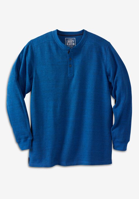Liberty Blues™ Easy-Care Ribbed Knit Henley, ROYAL BLUE MARL, hi-res image number null