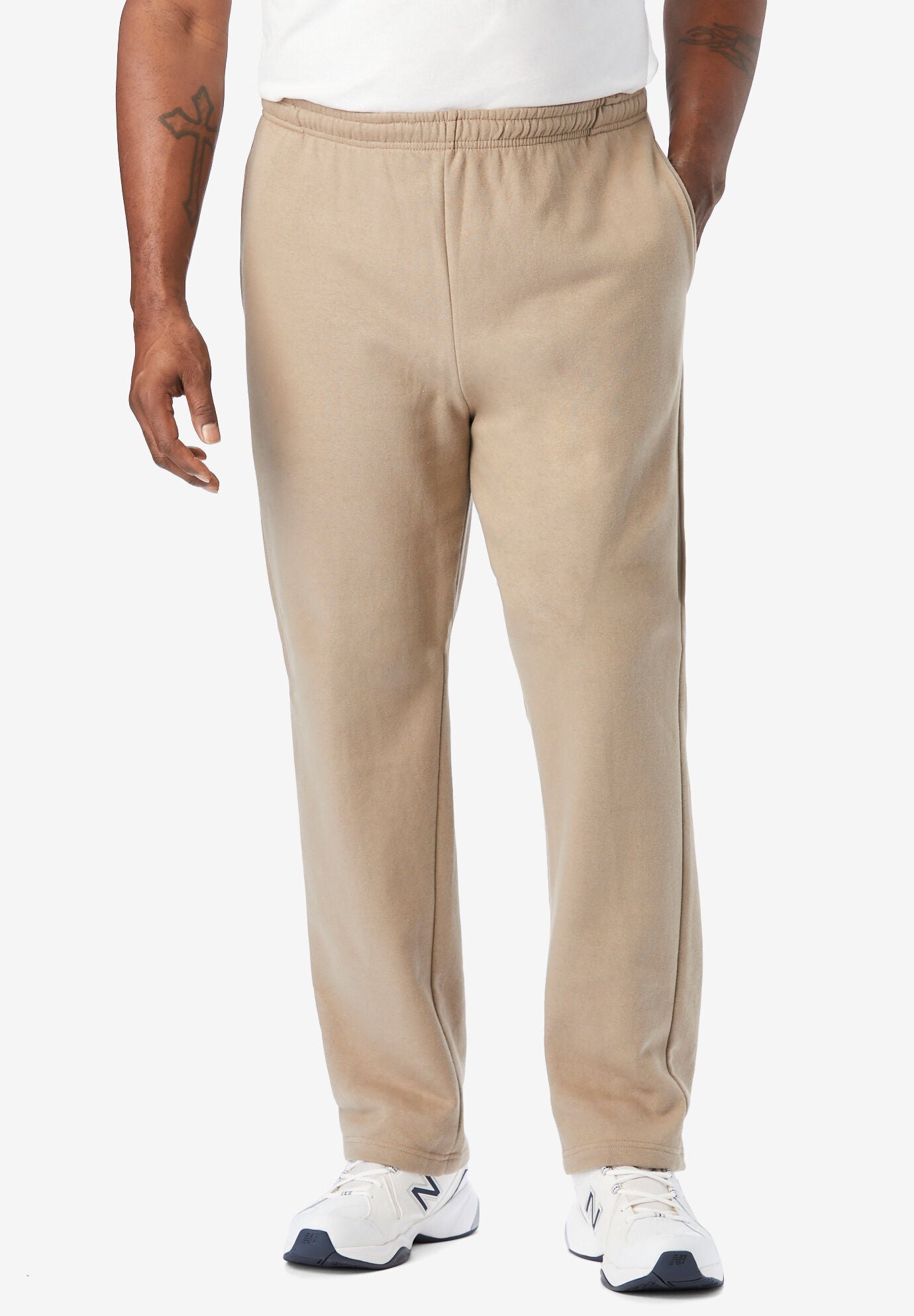 Fleece Cargo Sweatpants Relaxed Fit Pockets Black King Size
