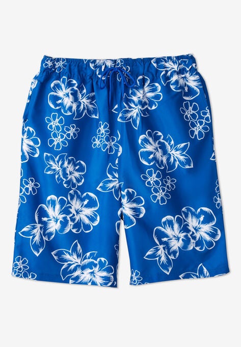 Hibiscus Print 8" Swim Trunks, , alternate image number null