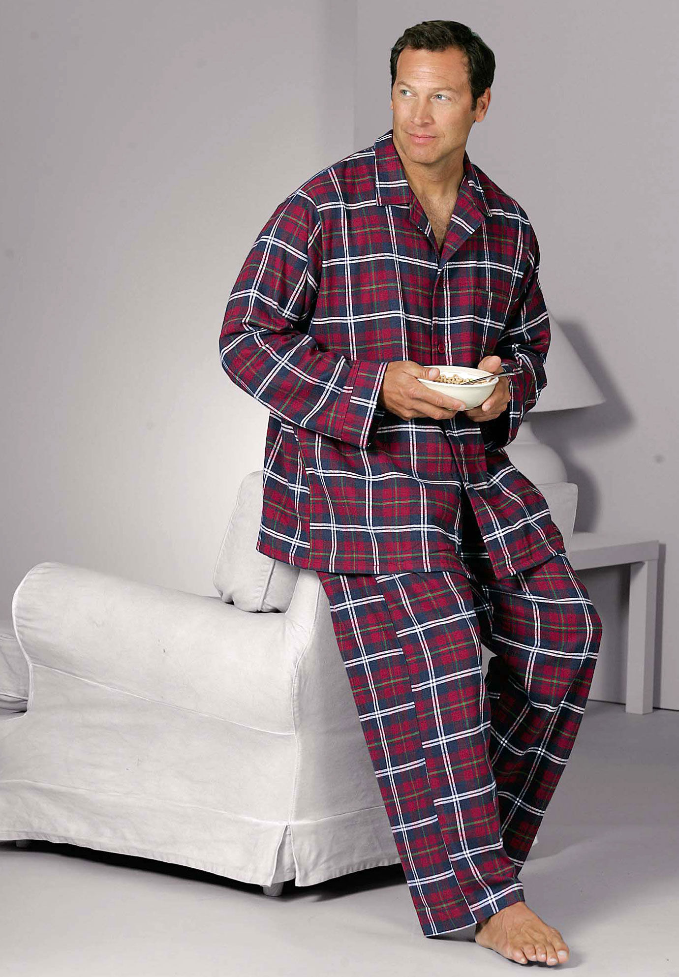 KingSize Men's Big & Tall Jersey Knit Plaid Pajama Set Pajamas 