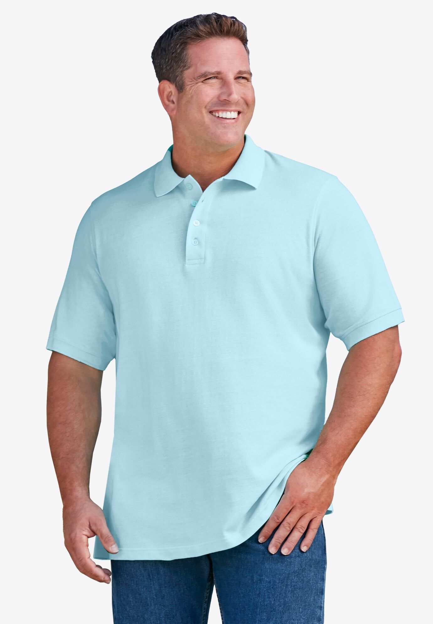 Shrink-Less&trade; Classic Cotton Polo Shirt, ICE BLUE