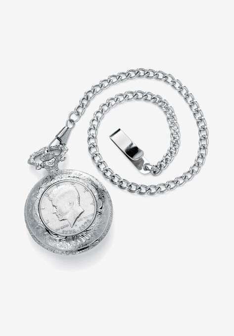 Silvertone JFK Bicentennial Watch with 13" Chain, WHITE, hi-res image number null