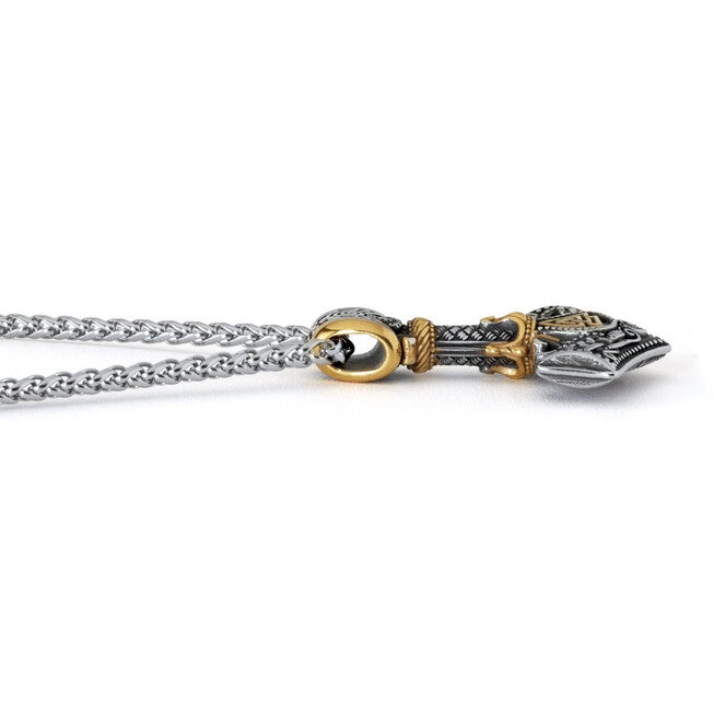 Men's Yellow Gold Ion-Plated Stainless Steel Viking Hammer Pendant Necklace, GOLD, alternate image number 3