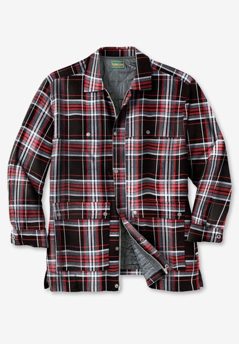 Flannel Full Zip Snap Closure Renegade Shirt Jacket by Boulder Creek, BLACK PLAID, hi-res image number null