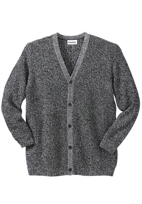 Shaker Knit V-Neck Cardigan Sweater, BLACK MARL, hi-res image number null