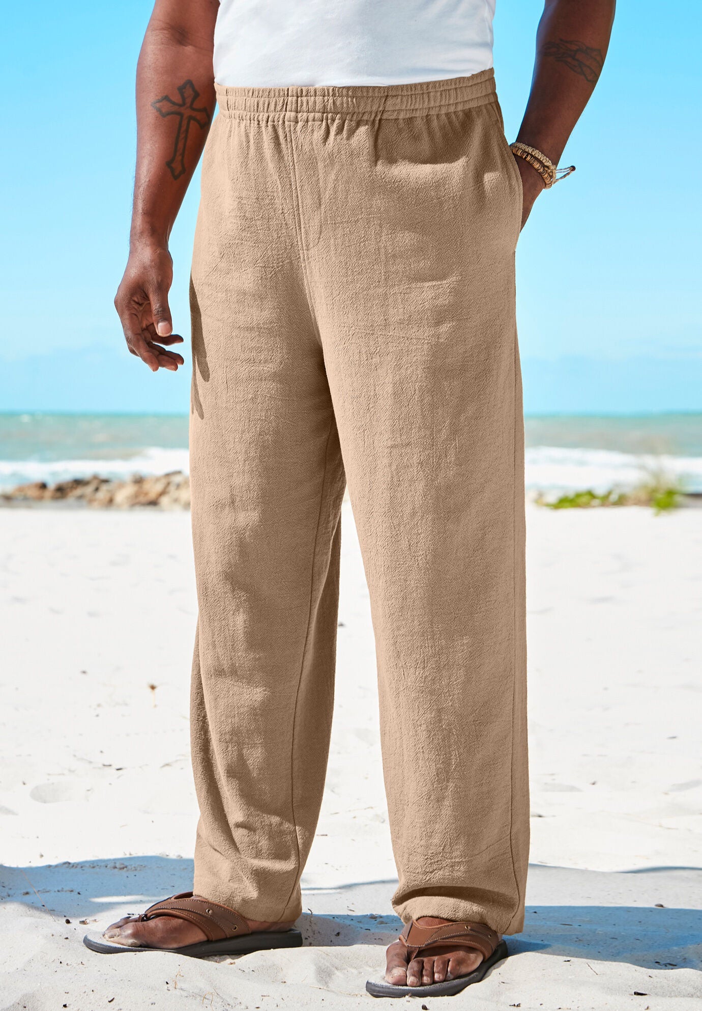 Mens gauze beach pants best sale
