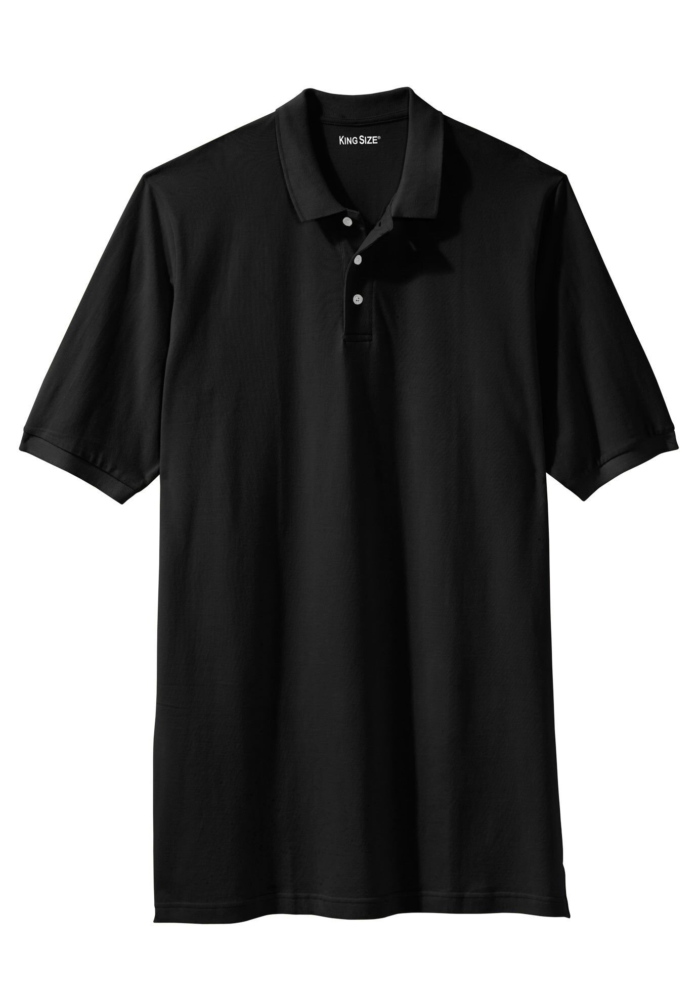 Shrink-Less™ Piqué Polo Longer-Length, Black | King Size