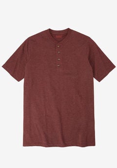 Heavyweight Longer-Length Short-Sleeve Henley Shirt by Boulder Creek&reg;, 