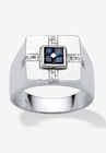 Sterling Silver Genuine Blue Sapphire and Diamond Accent Ring, WHITE, hi-res image number null
