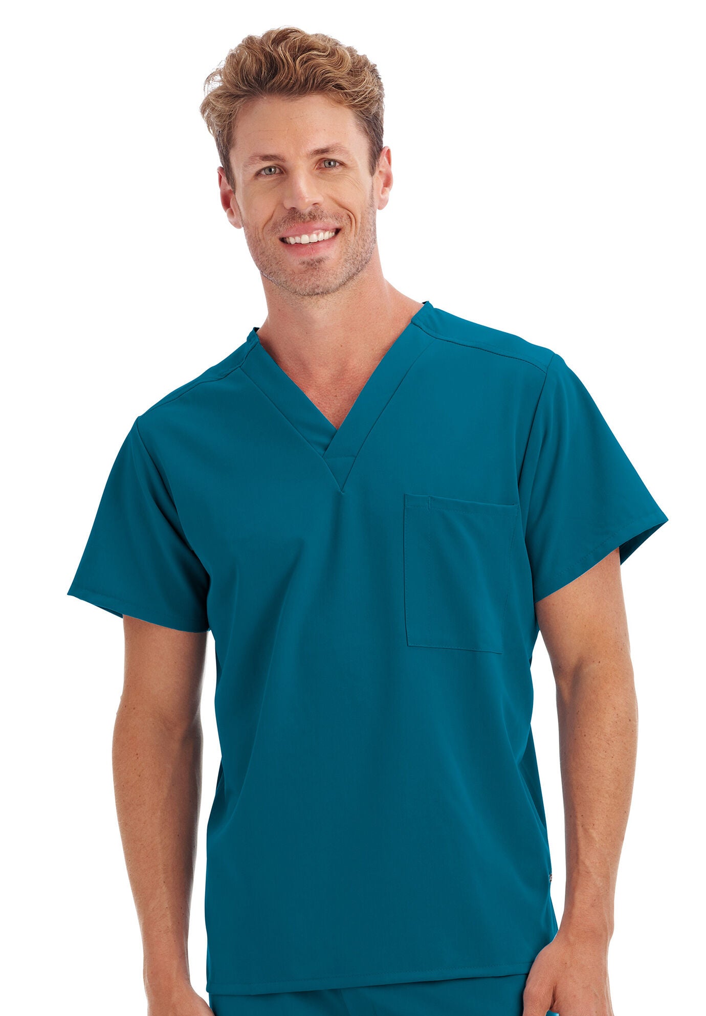 One Pocket Unisex Scrub Top, CARIBBEAN, hi-res image number 0