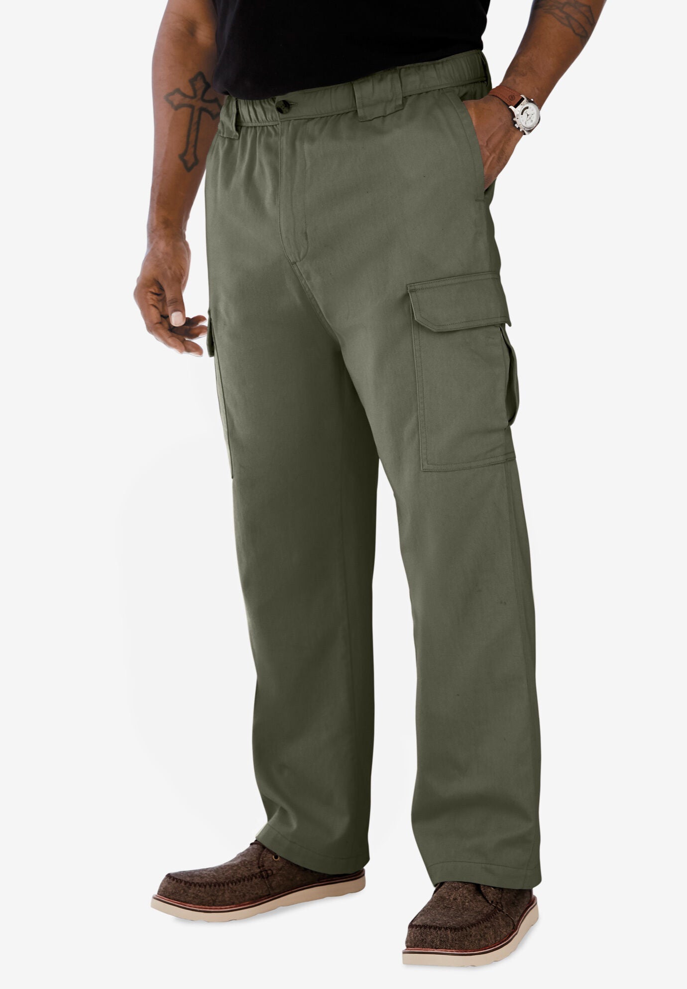 Men's expandable waist cargo pants top