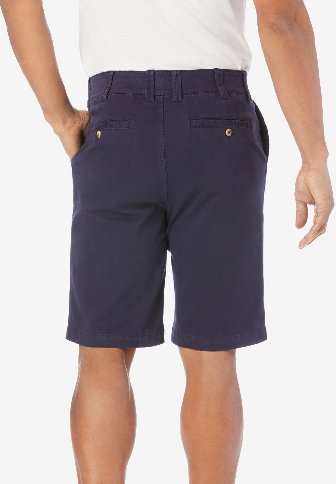 Revolutee Mens Plus Size Cotton Classic Knee Length Flat Front Shorts