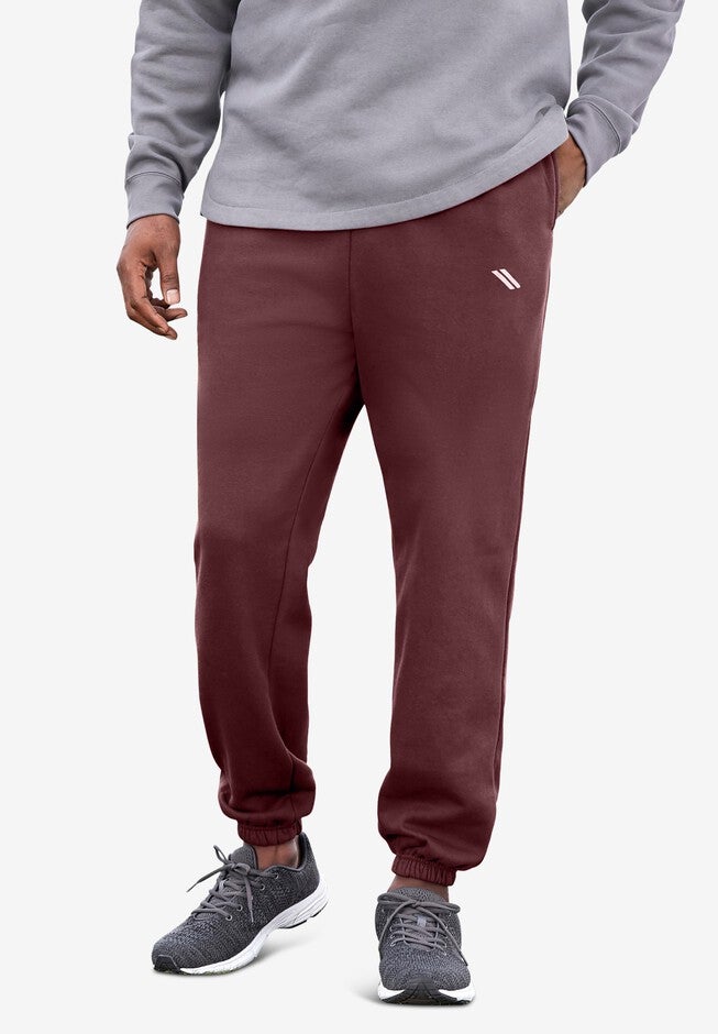 Wicking Fleece Elastic Cuff Pants , HEATHER DEEP BURGUNDY, hi-res image number 0