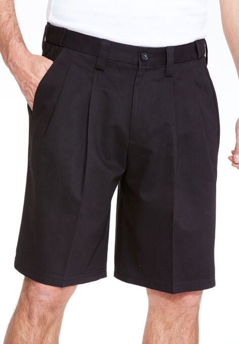 Wrinkle-Free Expandable Waist Pleat Front Shorts | King Size