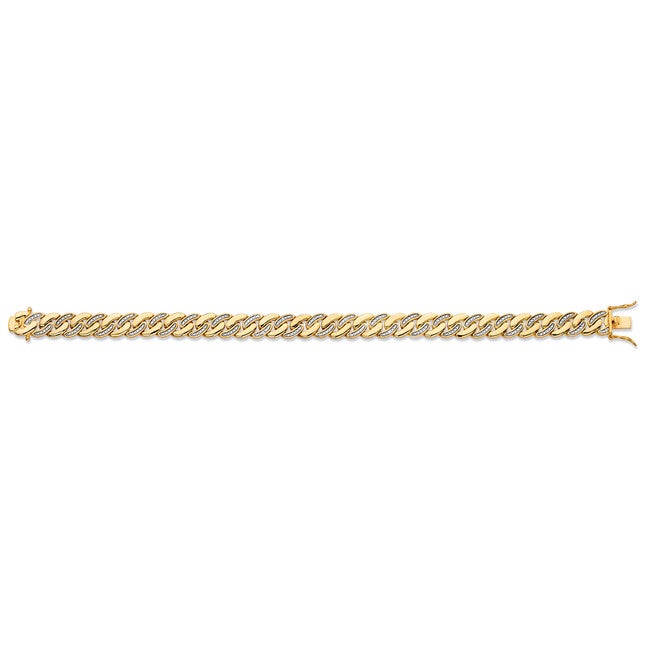 Men's Diamond Accent Gold-Plated Angled Curb-Link Bracelet 8.5 inches, WHITE, alternate image number null