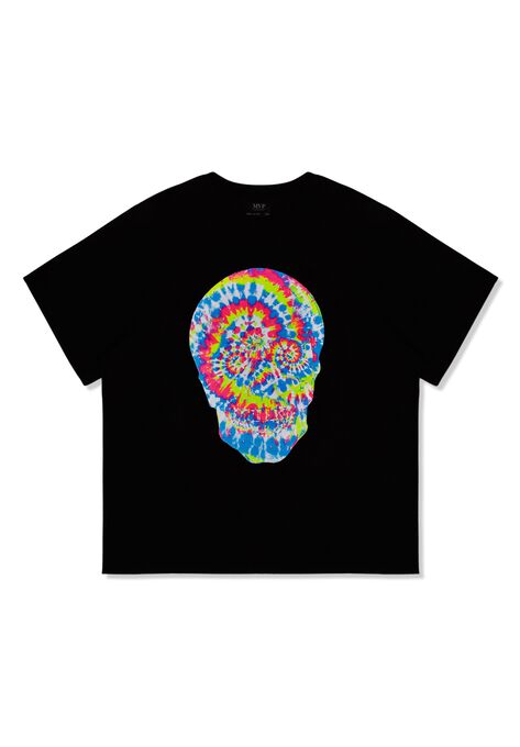 MVP Collections® Tie-Dye Rhinestone Skull Print T-Shirt, , on-hover image number null