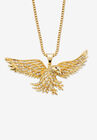 Yellow Gold Plated Round Black Flying Eagle Pendant Cubic Zirconia, GOLD, hi-res image number null