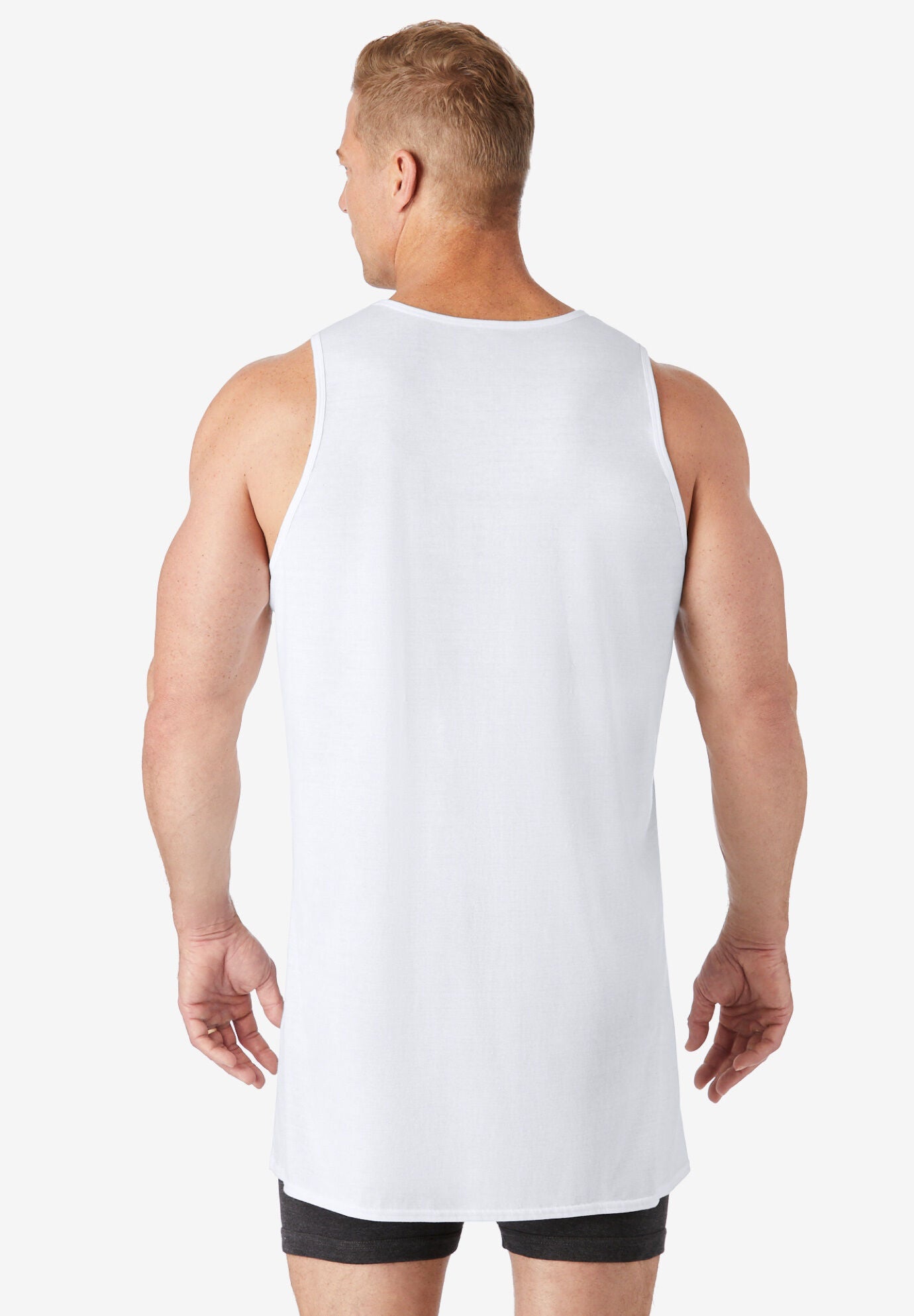 Longer Length Cotton Undershirt, BLACK, on-hover image number 1