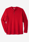 Waffle-Knit Thermal Henley Tee, RED, hi-res image number 0