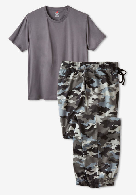 Hanes® French Terry Sleep Jogger Set, GREY CAMO, hi-res image number null