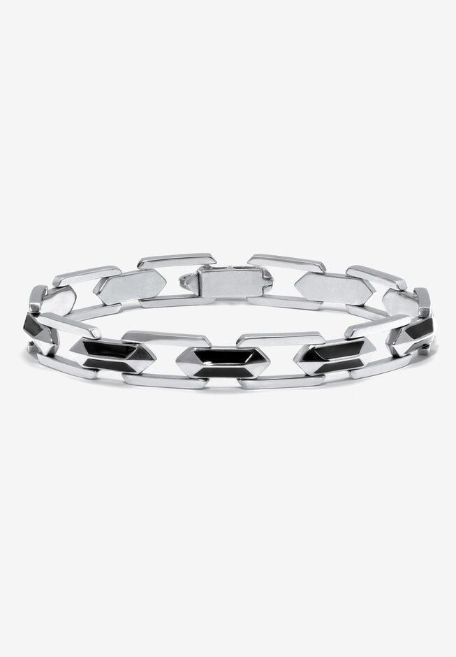 Men'S Stainless Steel Link Bracelet 9-Inch, SILVER, hi-res image number null