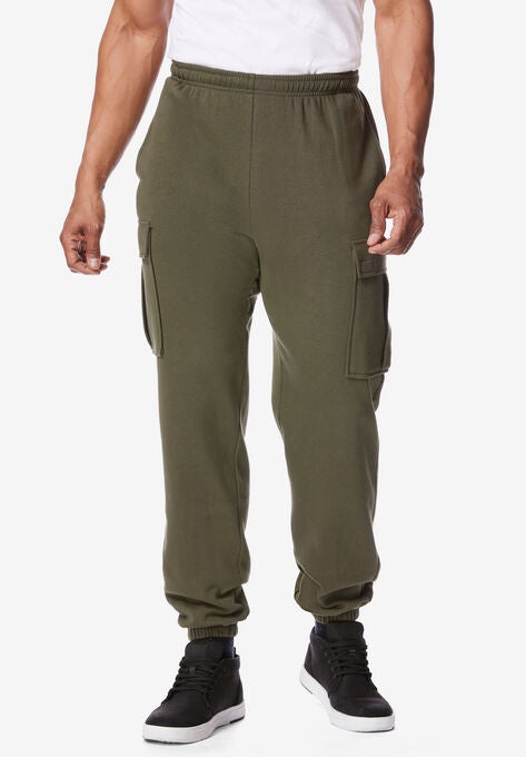 Full Elastic Fleece Cargo Jogger, OLIVE, hi-res image number null
