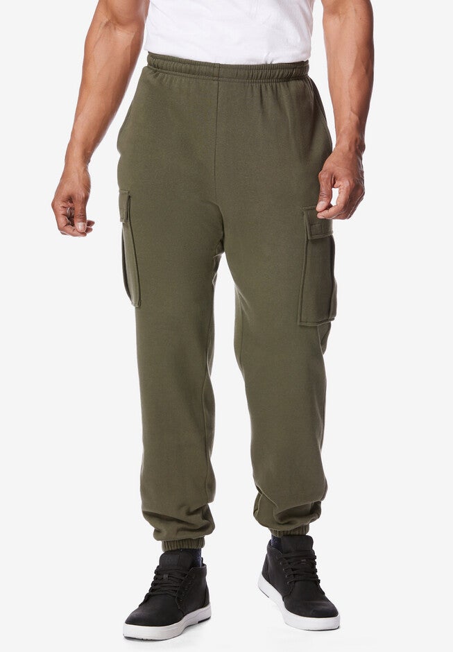 Full Elastic Fleece Cargo Jogger, OLIVE, hi-res image number 0