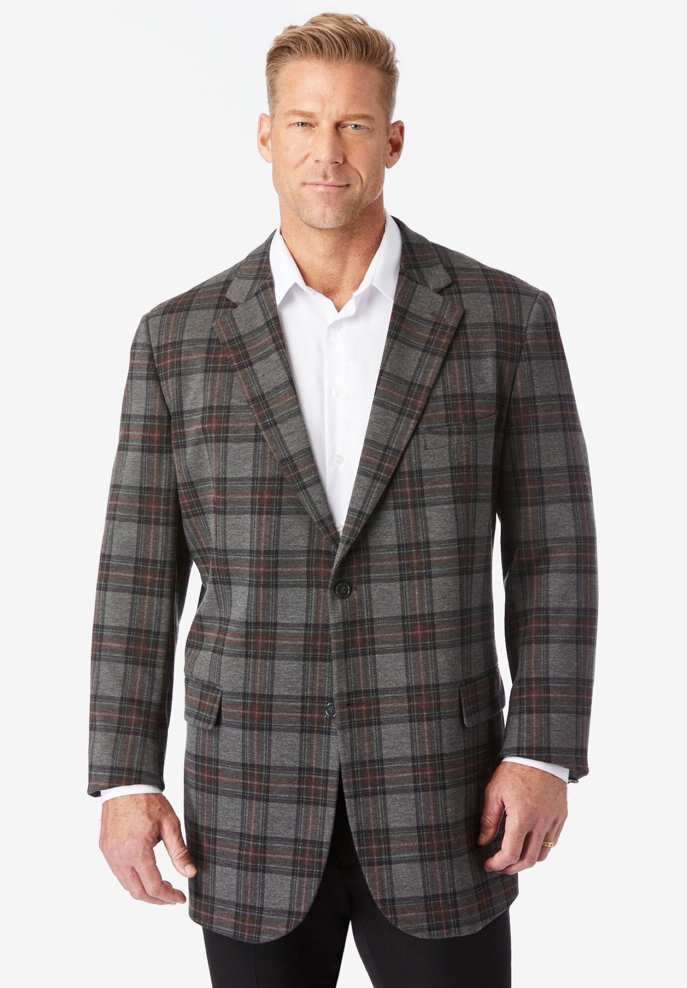 Warm Double-Layered Multi-pocket Jacket, Black | King Size