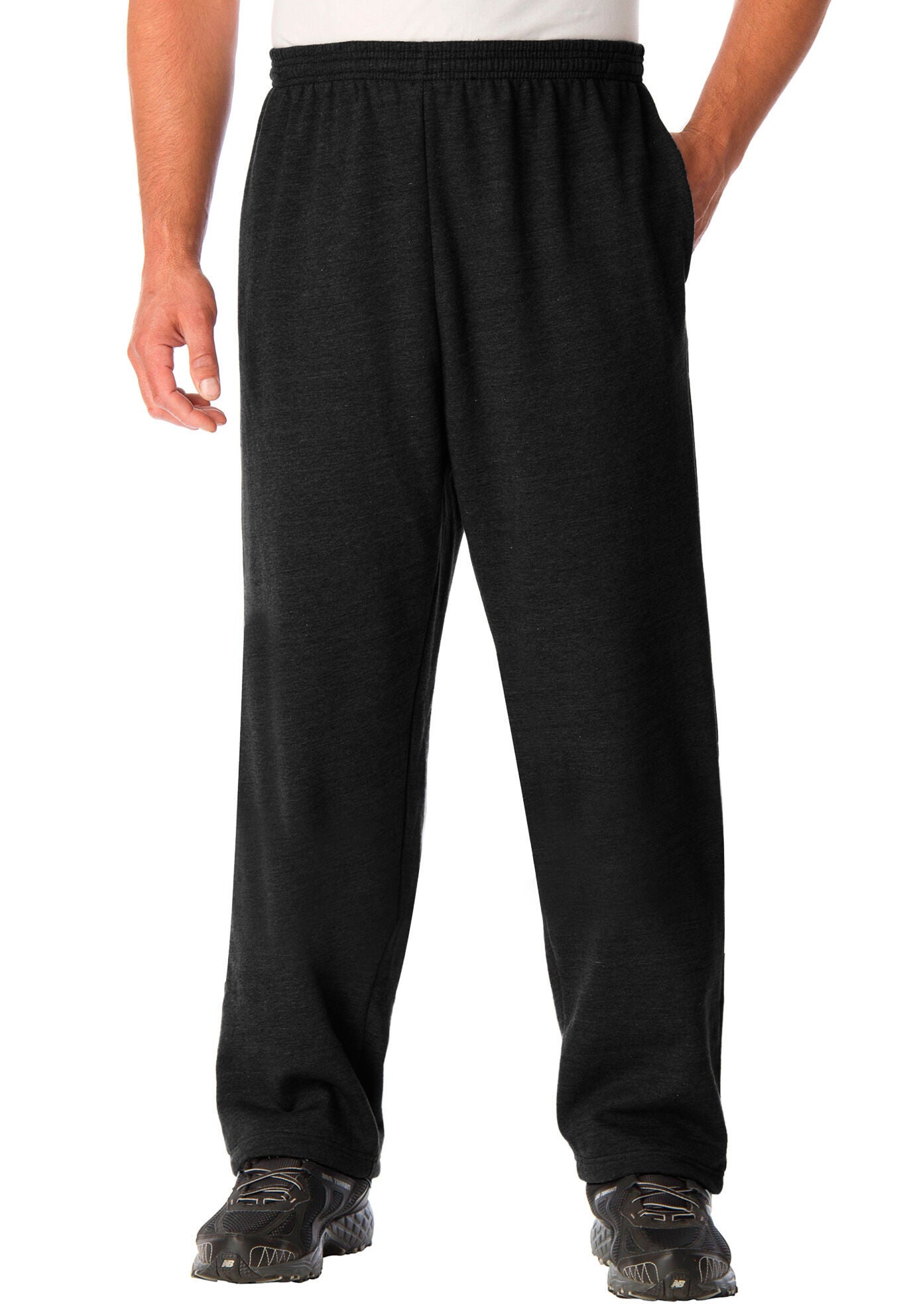 Big Tall Fleece Open Bottom Sweatpants Black King Size